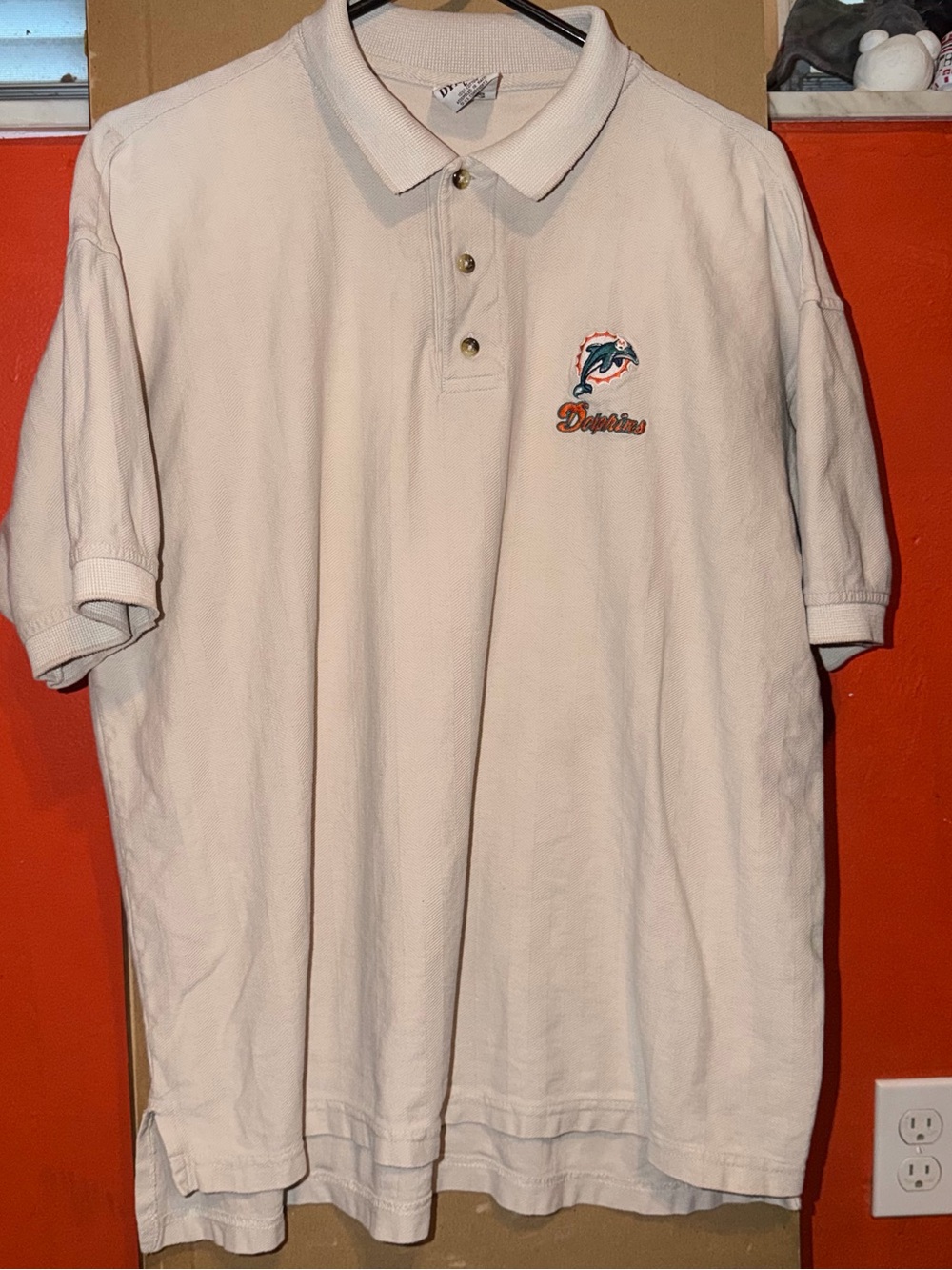 Miami Dolphins Men's White Polo Shirt - Embroidered Logo